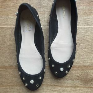 Nine West black and gold studded flats - size 8.5